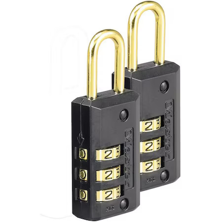 Master Lock 646T Luggage/Briefcase Padlock, Brass, Side, Pk2