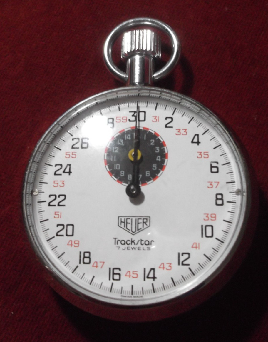 RARE VINTAGE HEUER TRACKSTAR 7 JEWELS MECHANICAL STOPWATCH, WORKS, SWISS MADE !!