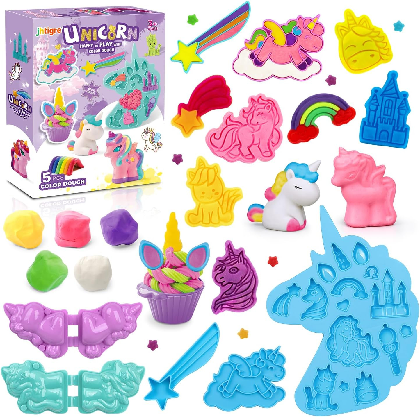 Color Dough Sets for Kids Ages 2-4, Unicorn Theme Dough Tools Kit for Kids Ages