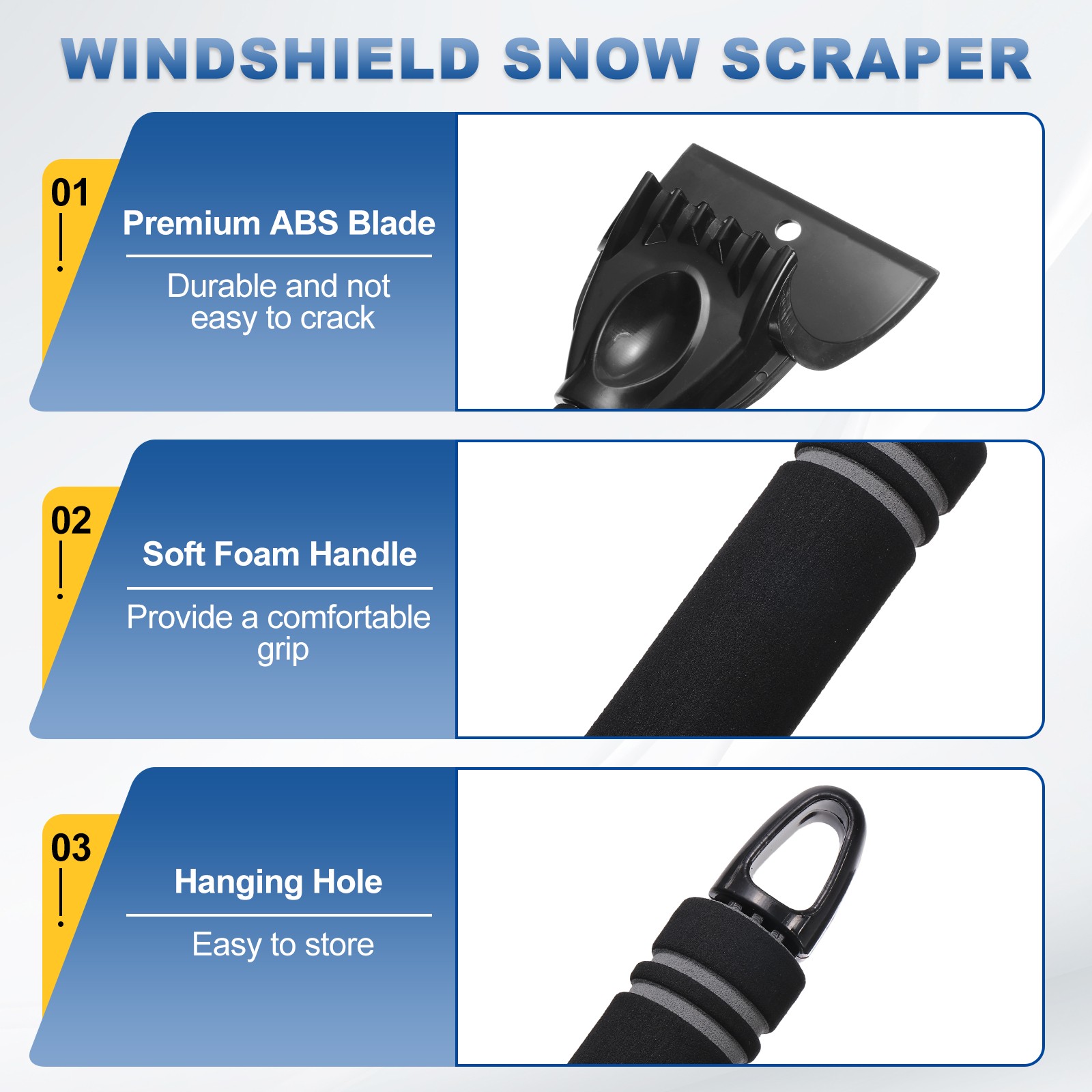 2Pcs Car Ice Scraper 10\" x 4\" for Windshield, Grey/Black