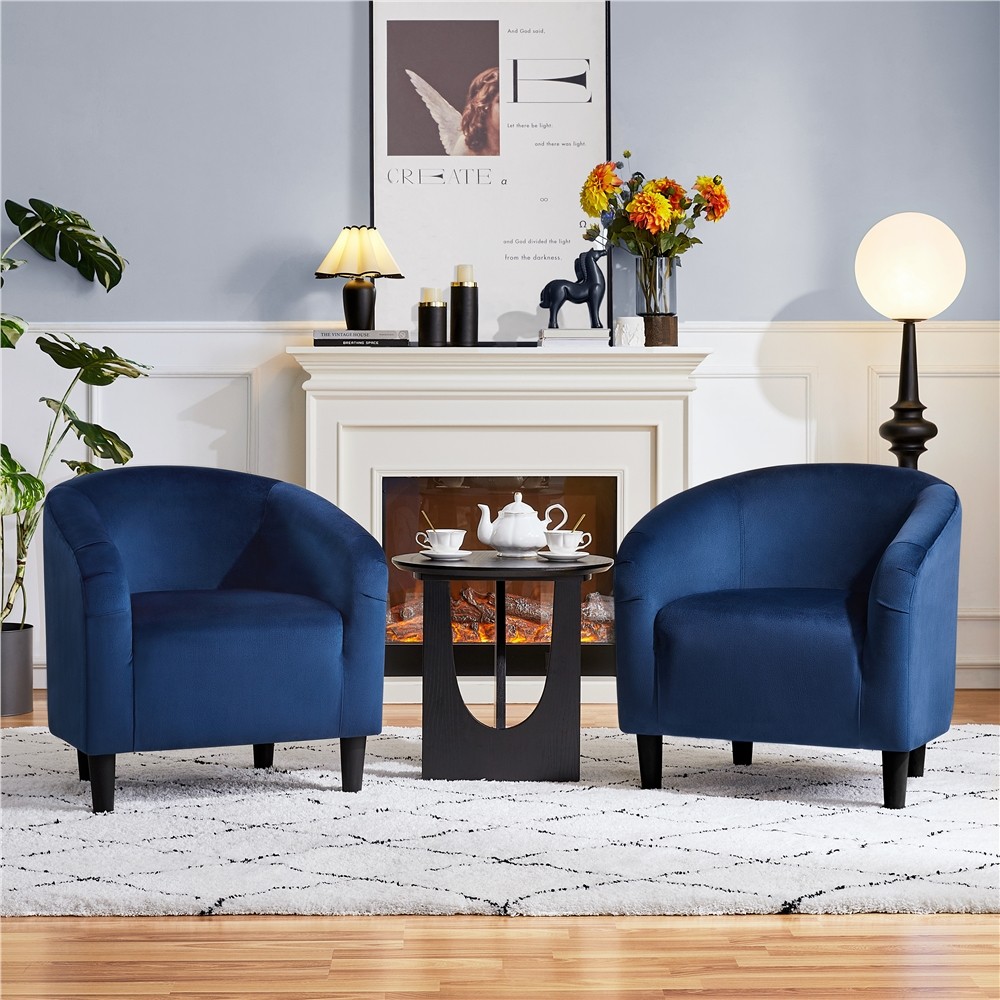 Velvet Accent Chair Modern Barrel Chair For Living Room Bedroom Sturdy