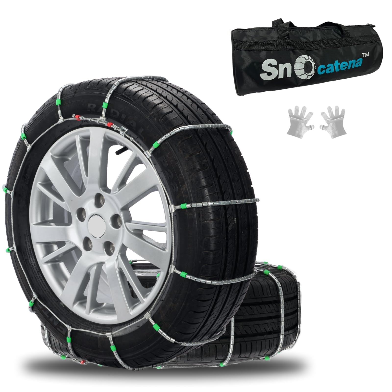 Snow Tire Chains for Car & SUV, Cable Chains 195–235mm Tires, Set of 2