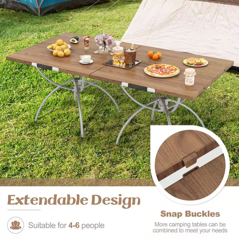 2 Pack 24 In. Square Metal Frame Folding Camping Table