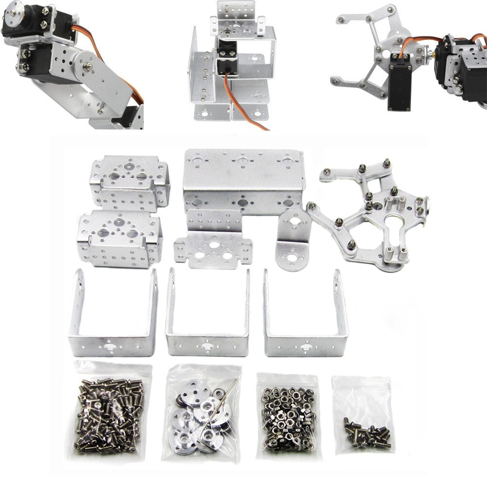 6DOF Mechanical Robotic Arm Aluminium Robot Clamp Claw Kit Mount Set For Arduino