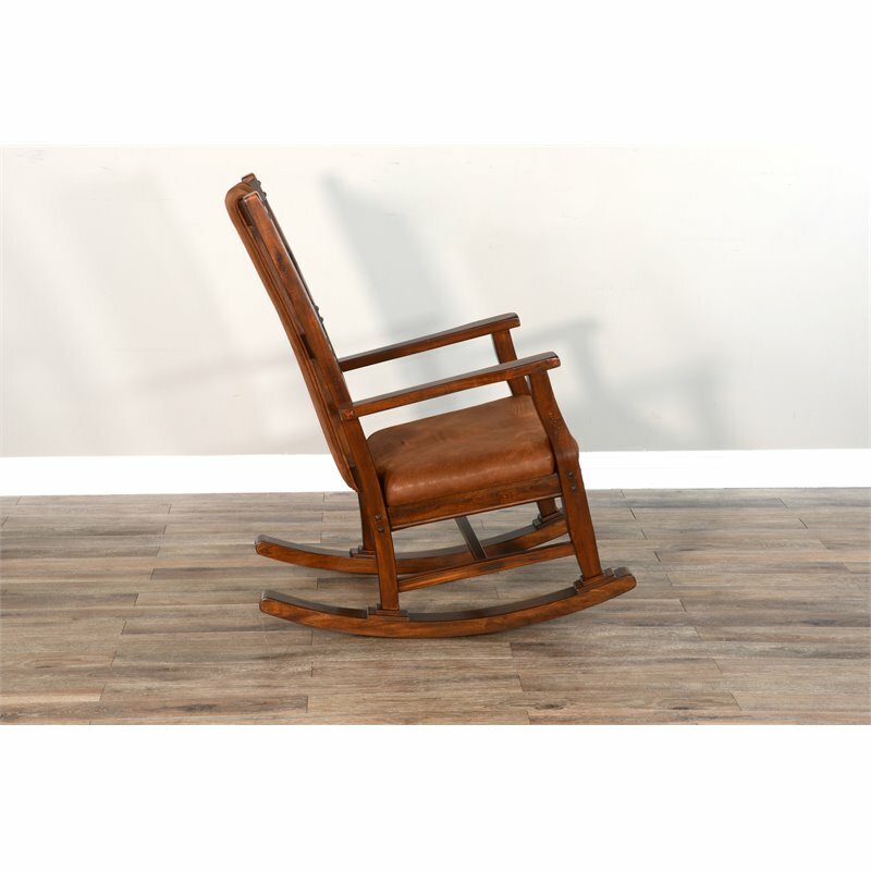 Sunny Designs Santa Fe Farmhouse Mahogany Wood Rocking Chair in Dark Chocolate