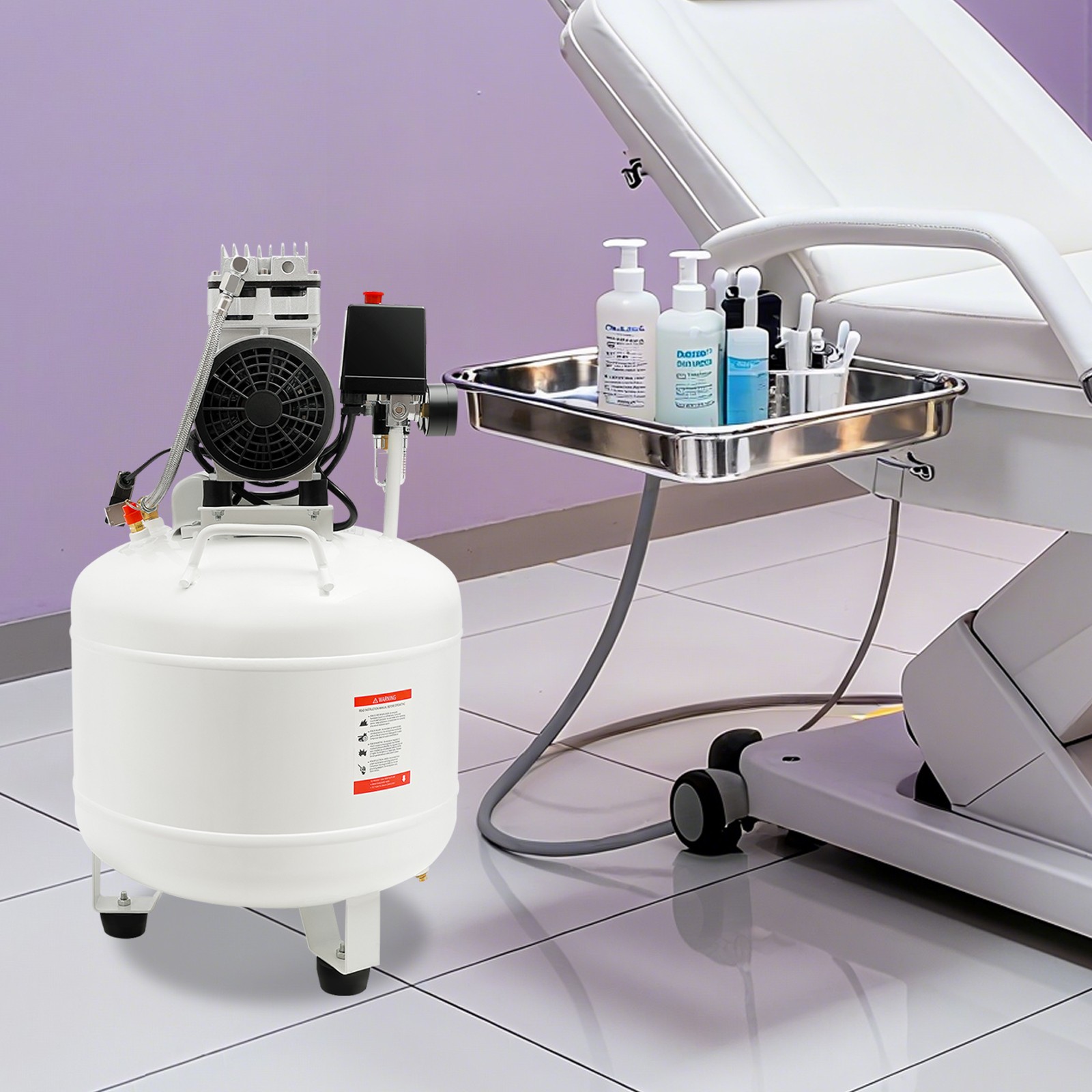 30/40L Oil-Free Dental Air Compressor with Muffler Portable Air Pump 115PSI 110V
