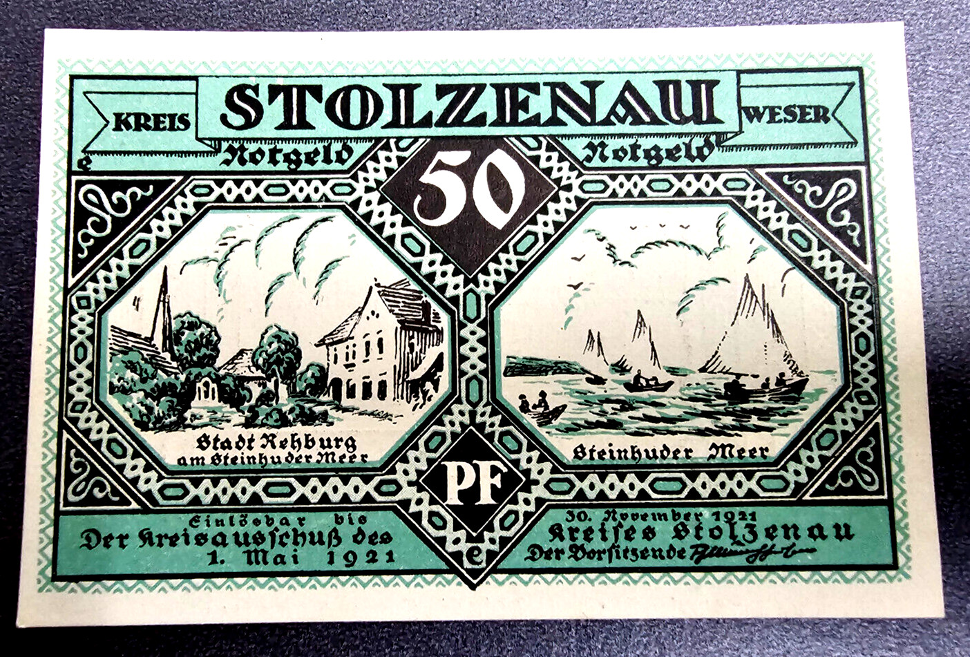 STOLZENAU WESER NOTGELD 50 PFENNIG 1921 EMERGENCY MONEY GERMANY BANKNOTE (33422)