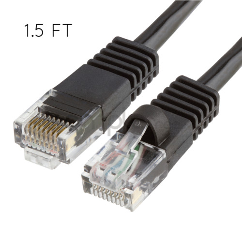 1.5FT CAT5e Cable Ethernet Lan Network CAT5 RJ45 Patch Cord Internet Black NEW