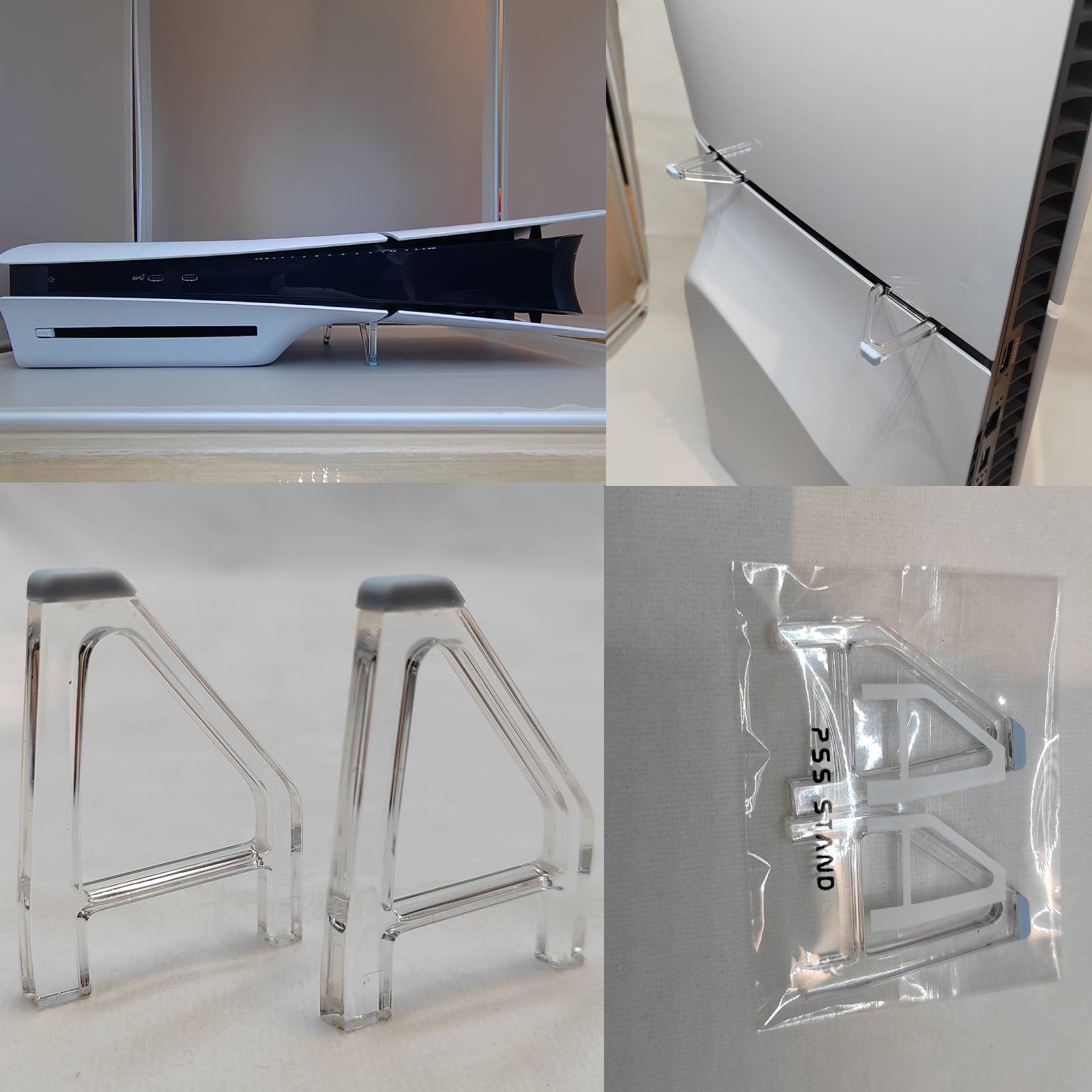 For PS5 Slim Console Horizontal Mount Bracket Clear Holder w/Anti-slip Pad Stand