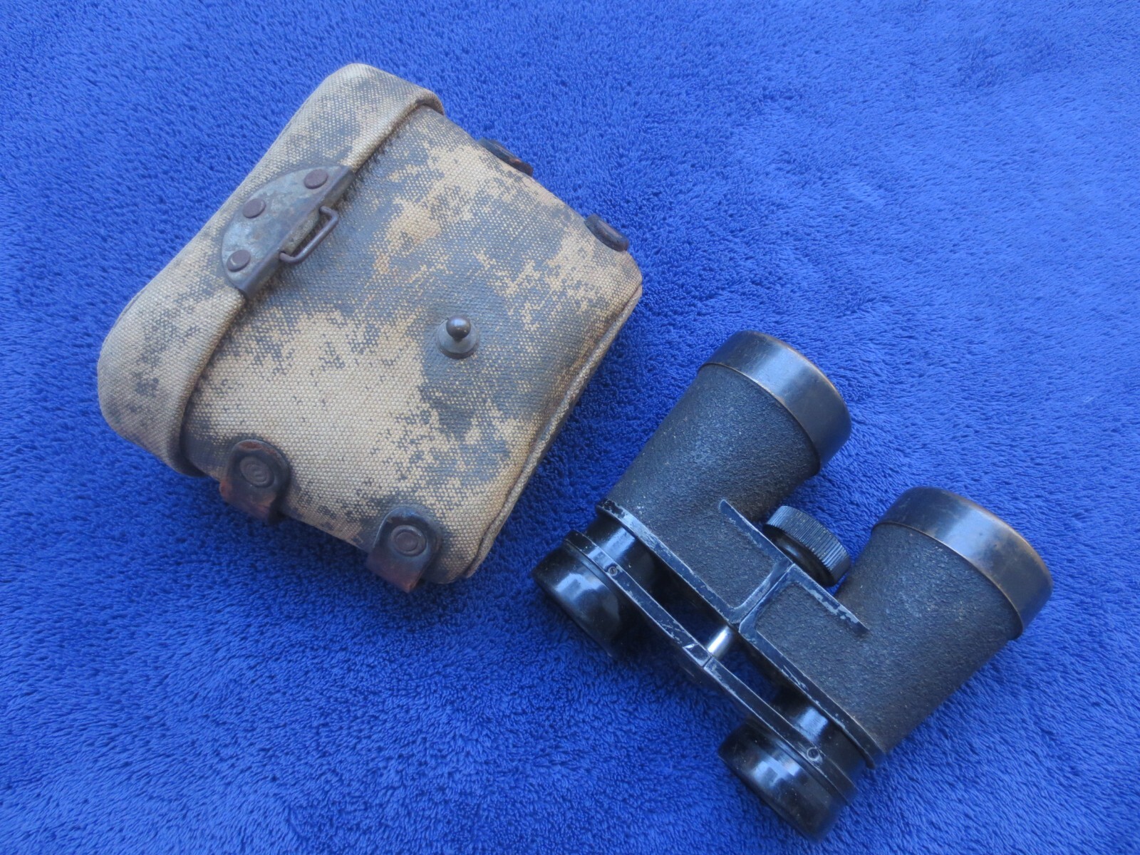 RARE WW2 ORIGINAL JAPANESE MILITARY FIELD NCO BINOCULARS AND CANVAS CASE