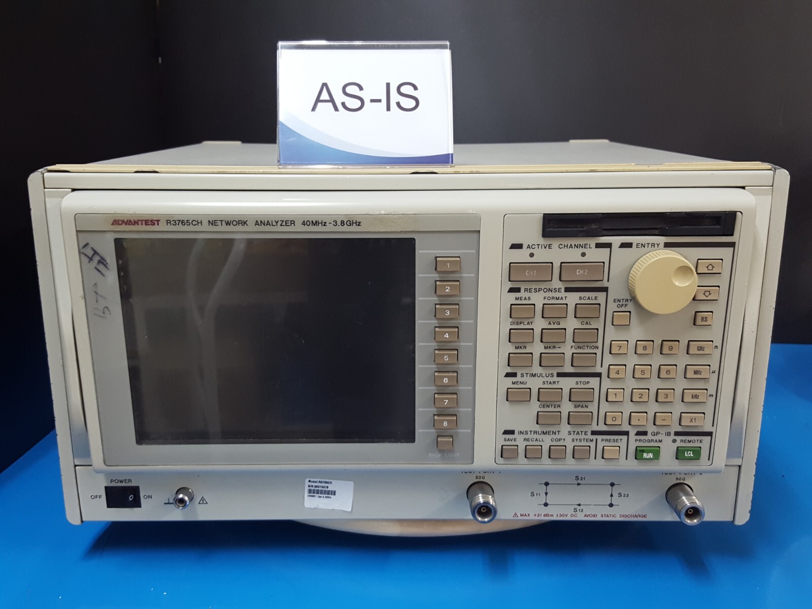 Advantest R3765CH: Network Analyzer, 40MHz-3.8GHz, Not working (0378)
