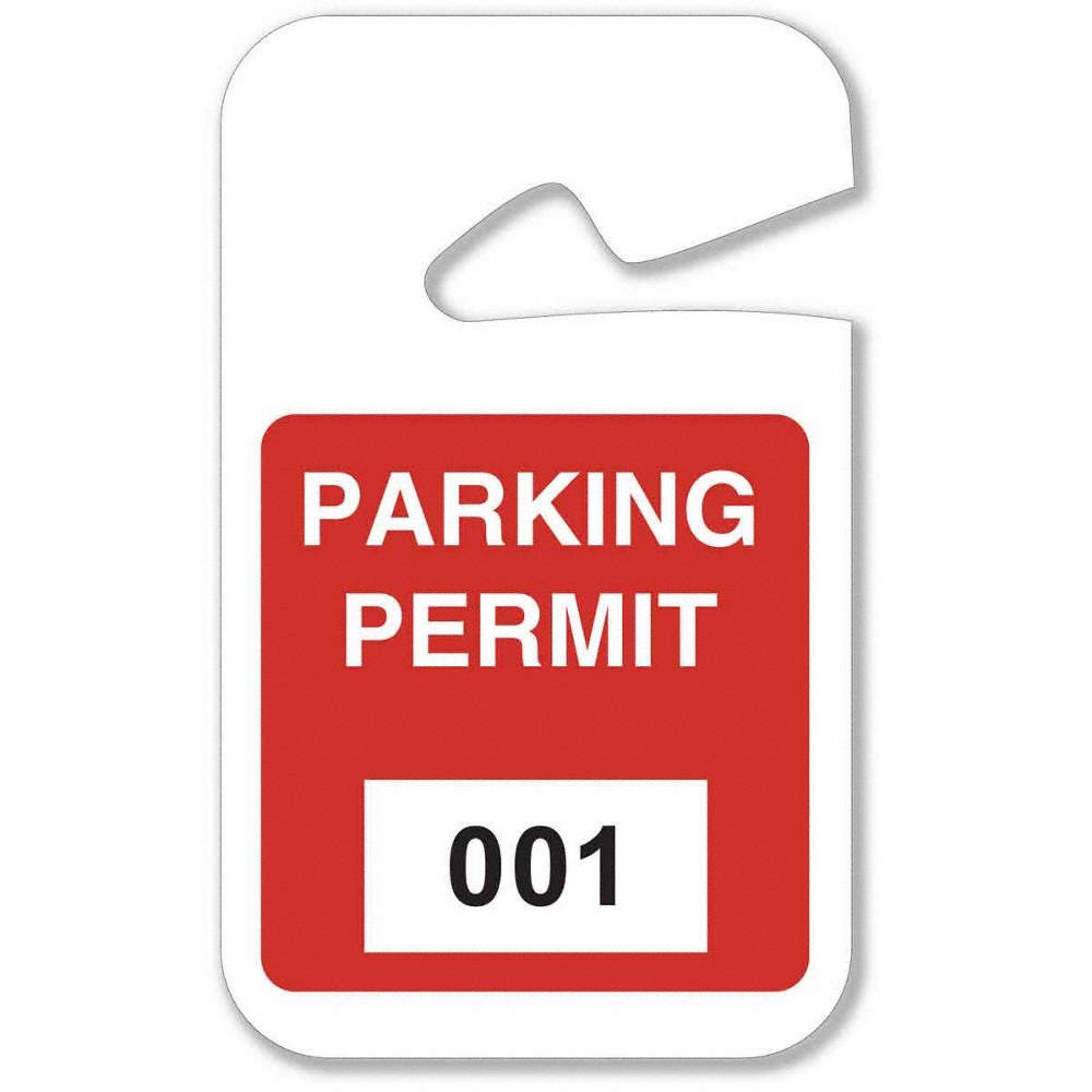 BRADY 95202 Parking Permits,Rearview,001-100,Wht/Red 3TME9