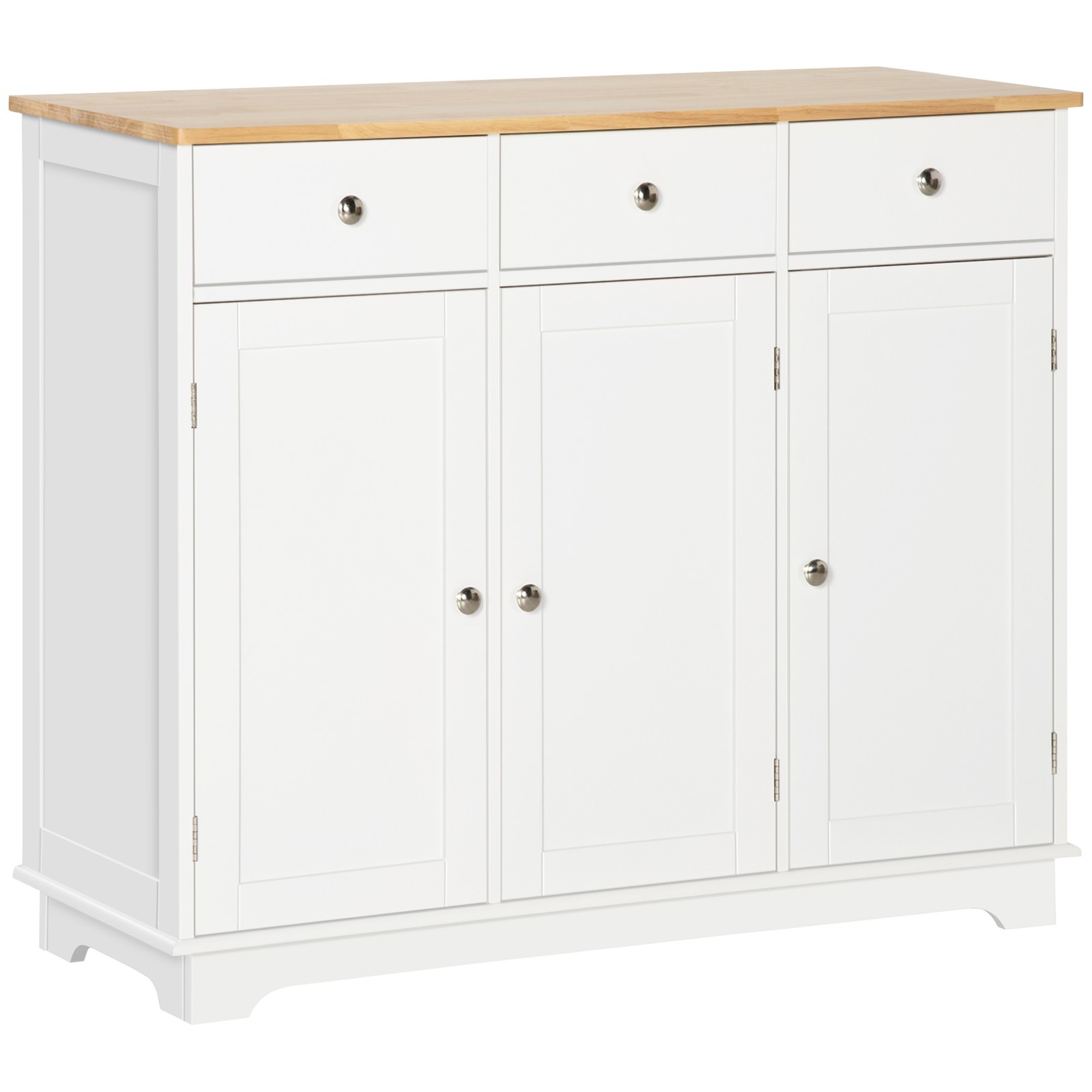 HOMCOM Sideboard with Solid Wood Countertop, Modern Kitchen Storage Cabinet, C