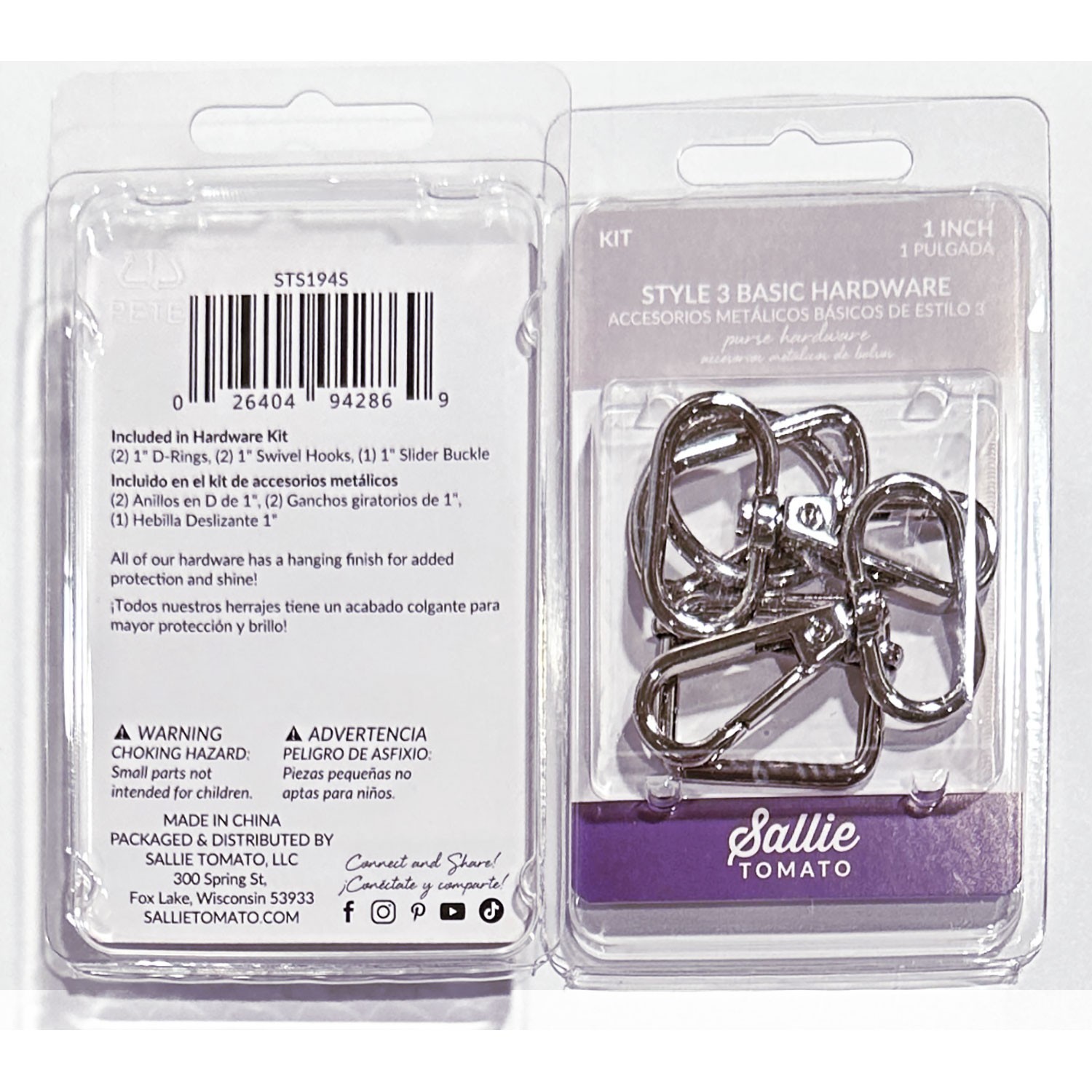 SALLIE TOMATO "STYLE 3 BASIC HARDWARE SET" 1 INCH S194S NICKEL