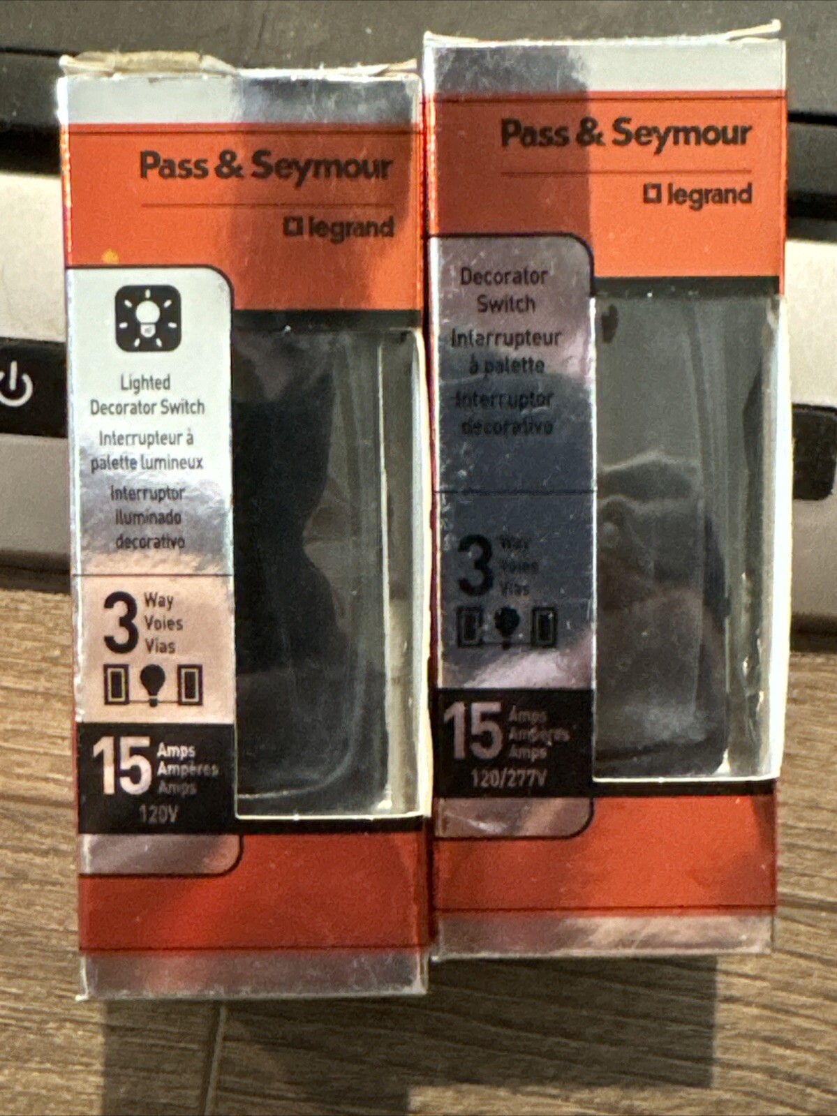 Pass Seymour Legrand 15AMP Decorator Switch 3 Way Black STM873 Lot Of 2