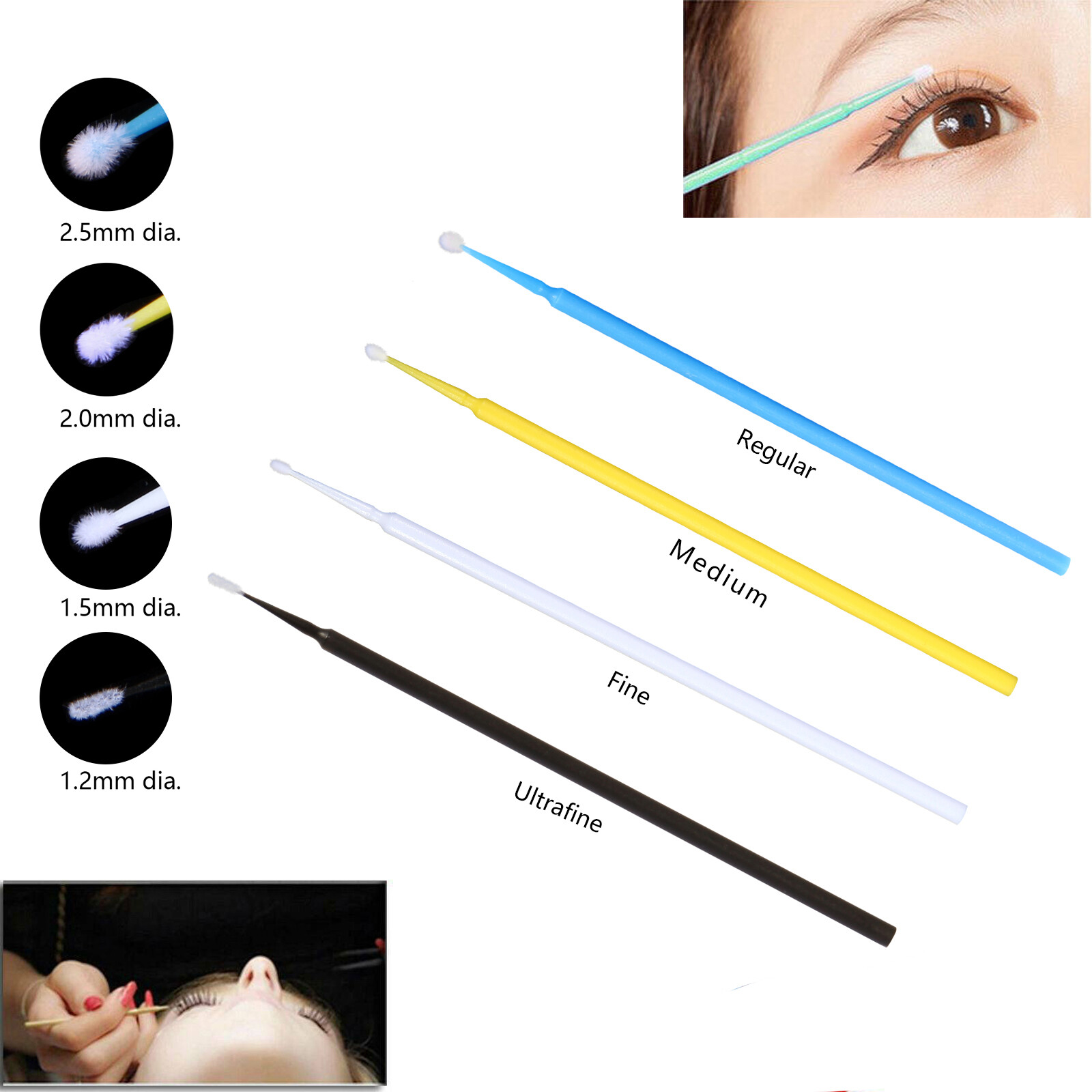 100pc Dental Micro Applicator Disposable Tooth Brush Tips Regular/Fine/UltraFine