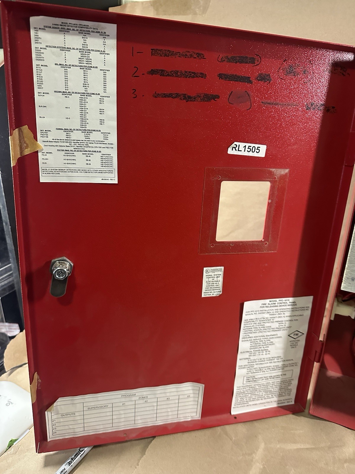 Potter PFC-4410 Fire Alarm Releasing Control Panel Untested No Key Unlocked