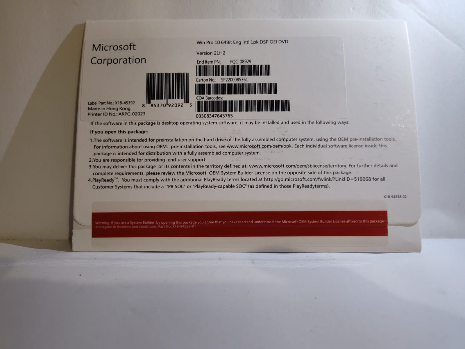 Microsoft Windows 10 Pro 64Bit DVD Genuine License Key Sealed-ships next day
