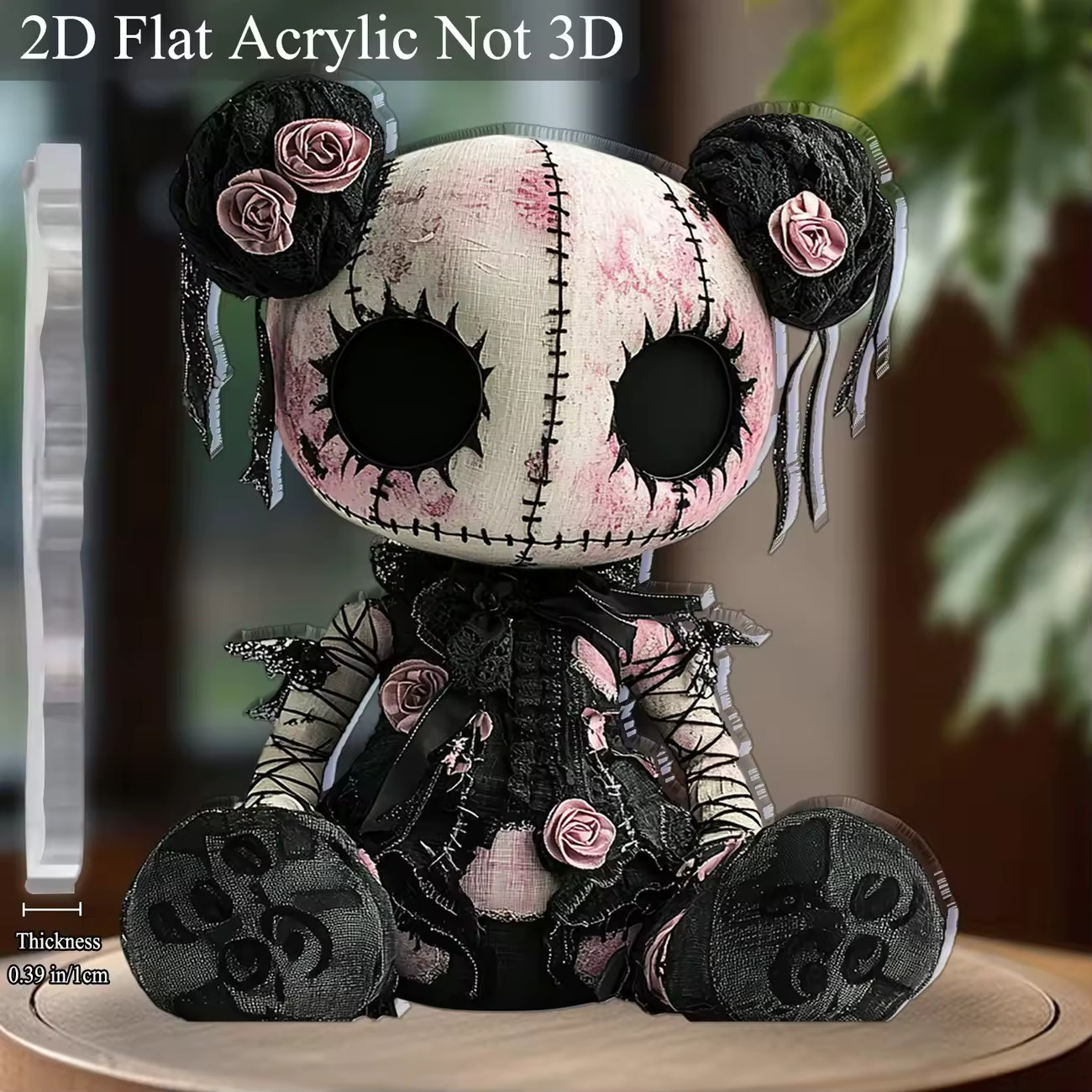 Gothic Acrylic Decor 2D Skull Rose Halloween Desk Ornament Gift