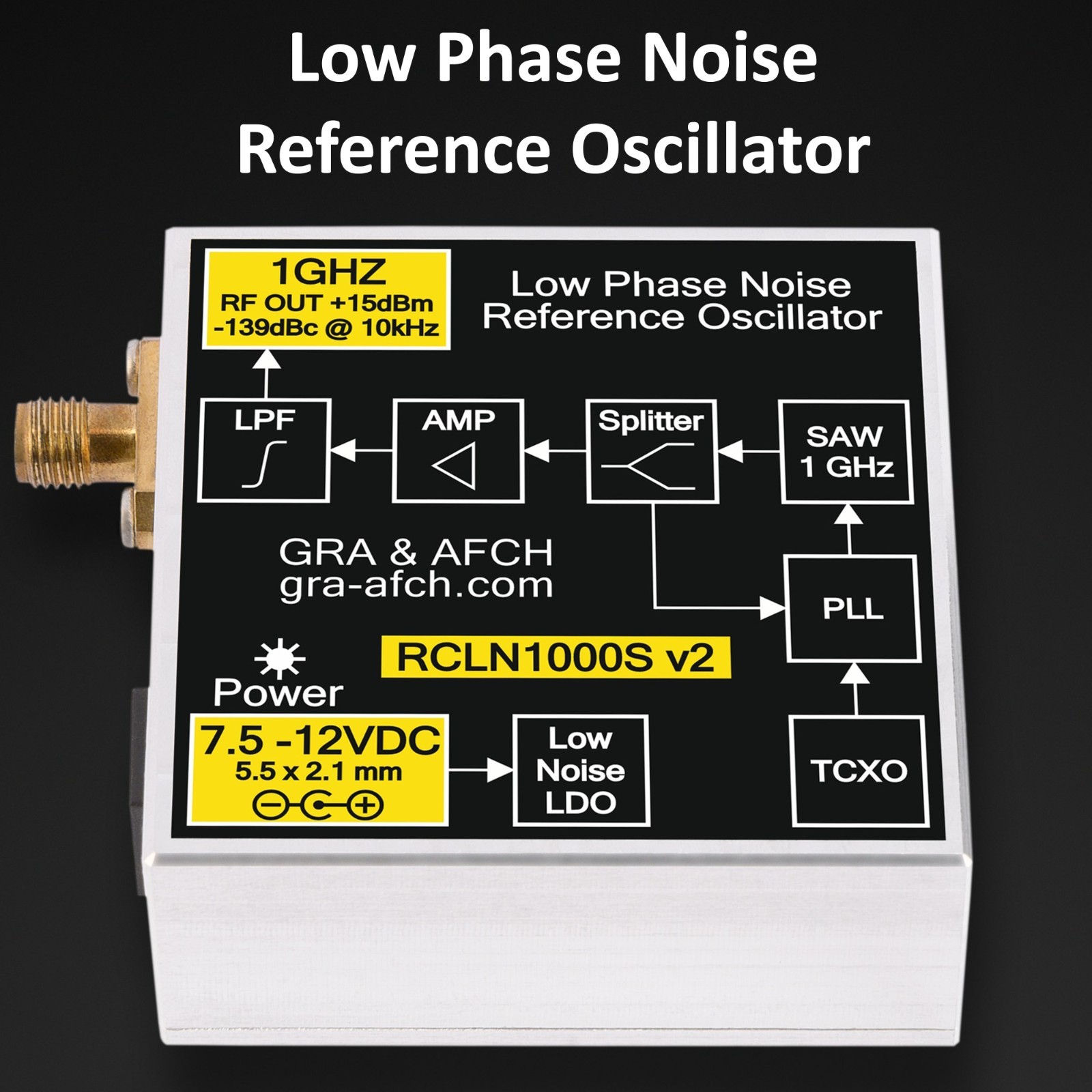 RCLN1000S 1GHz Low Phase Noise Reference Oscillator -139 dBc/Hz @ 10kHz