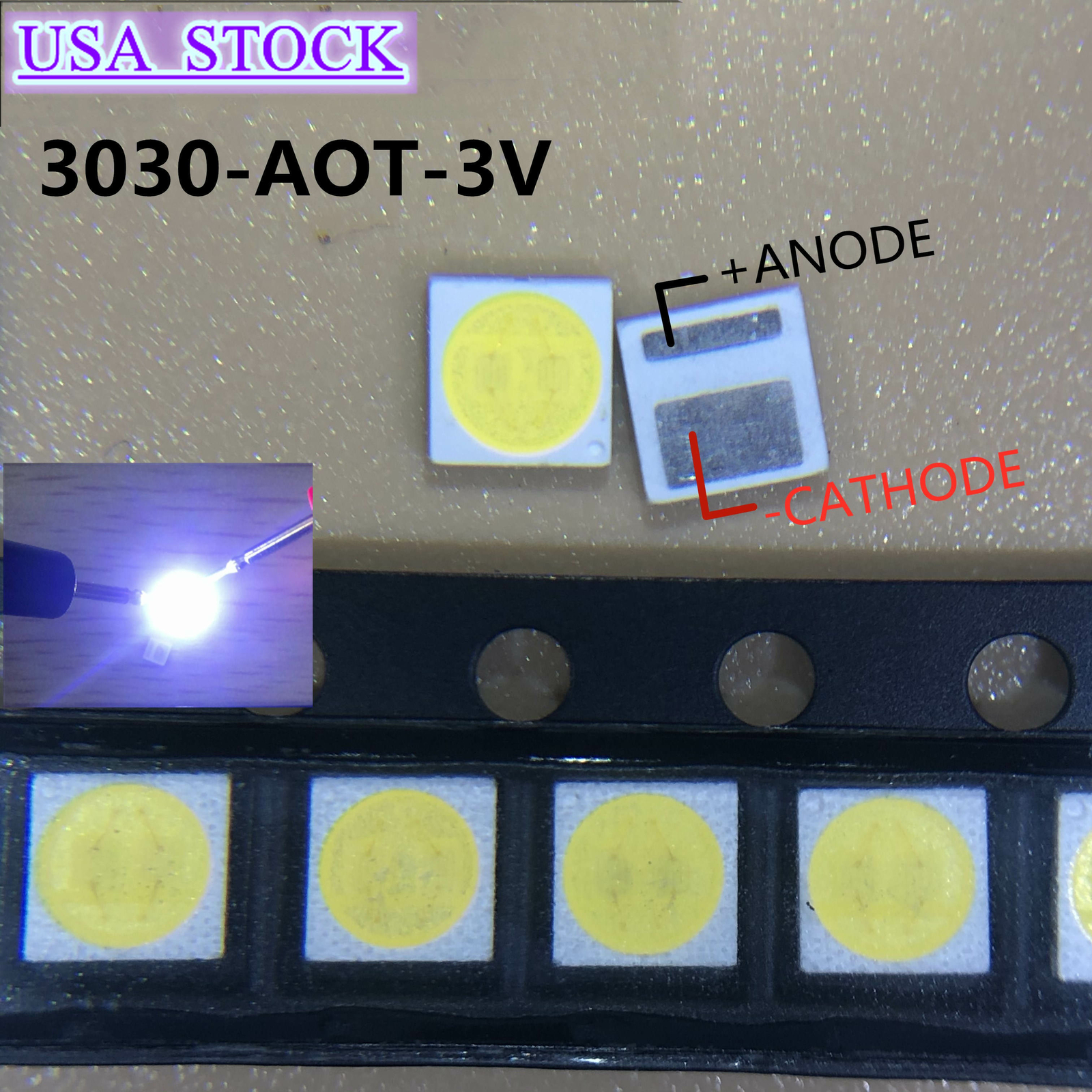 100pcs 3030 3V 1w LED Lamp Beads Cold White for TV Backlight Strip Repairment