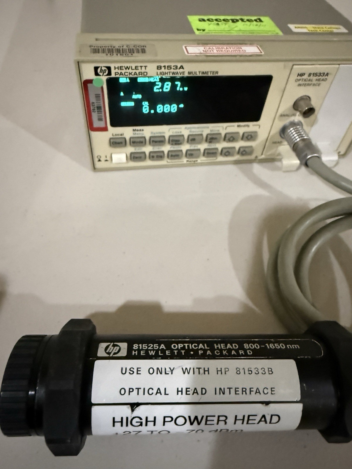 HP 8153A with 81533A Interface and 81525A Power Head