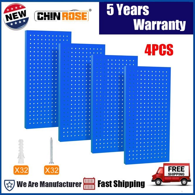 Metal Pegboard Panels 4 Pcs 24" x 12" Wall Organizer fit for Garage Tool Storage