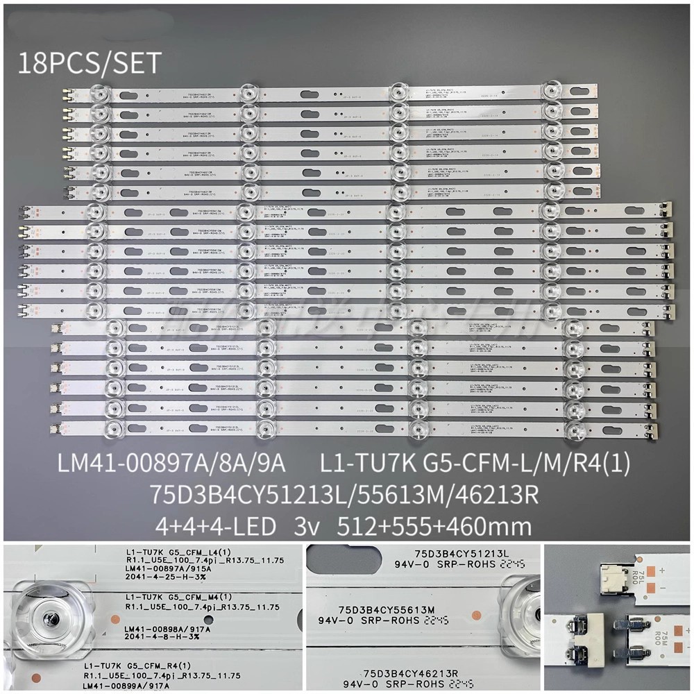 Samsung UN75TU690TFXZA TV Backlight Strips (18) BN96-50310A, BN96-50311A, 50312A