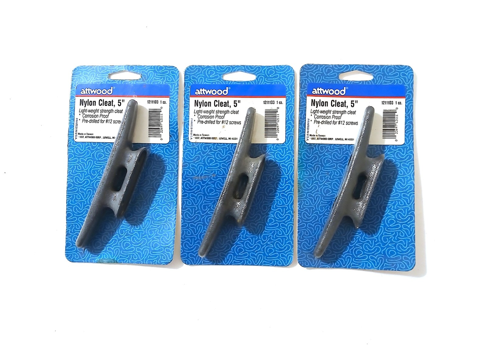 (3) Attwood 5” Nylon Boat Cleats – New