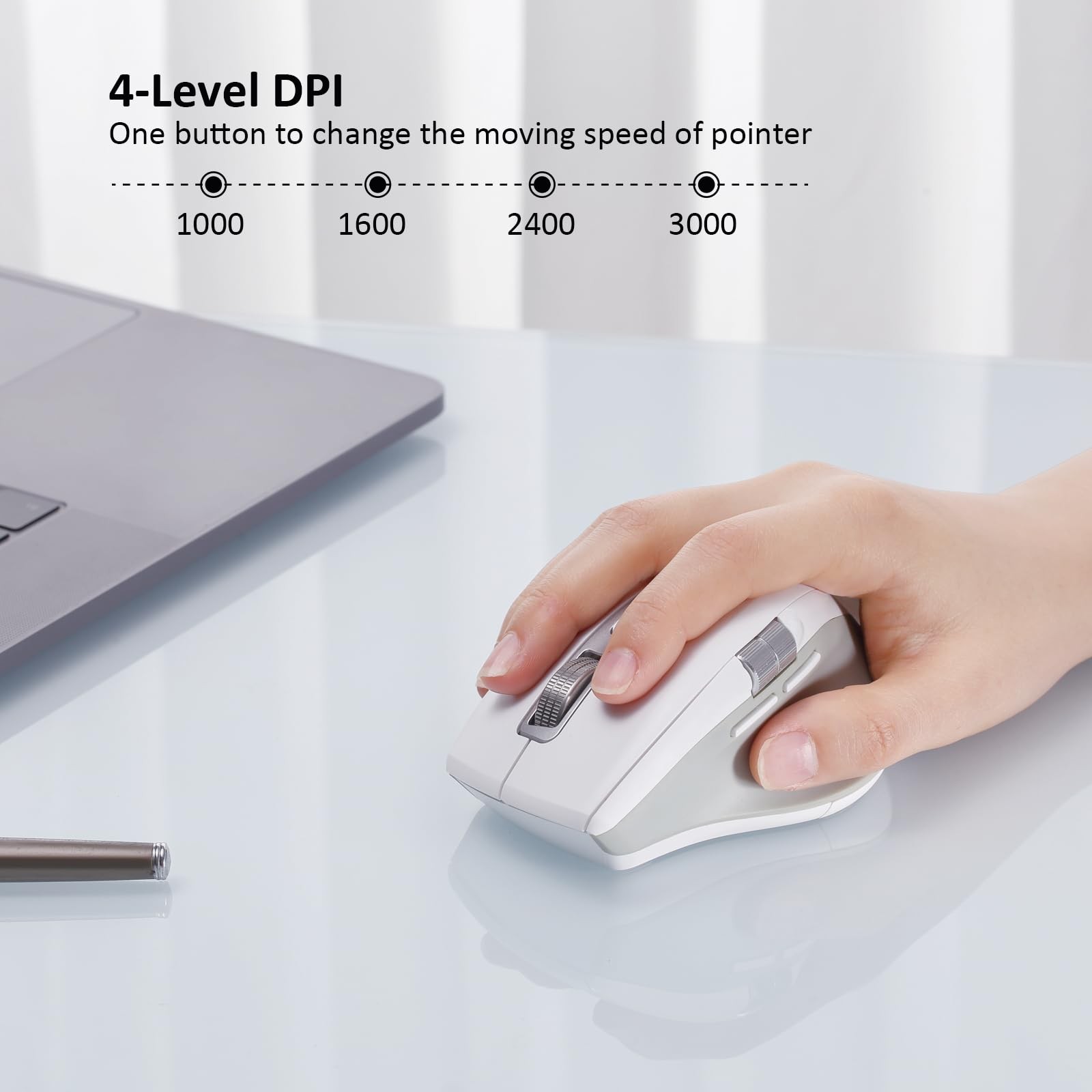 Wireless Side Scroll Mouse with Multi-Device, Ergonomic Computer Mice with Sm...