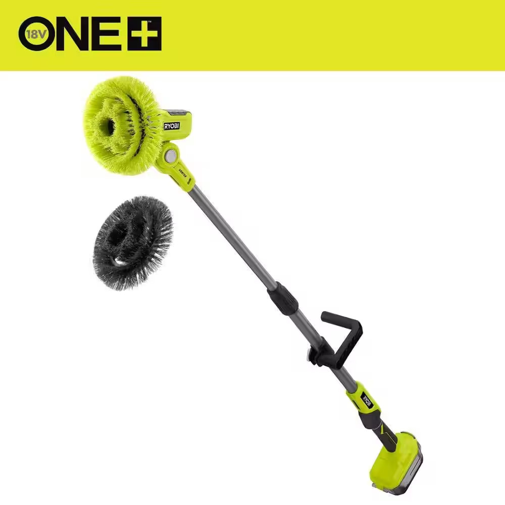 ONE+ 18V Cordless Telescoping Power Scrubber (Tool Only) W/ 7 In. VORTEX Hard Br