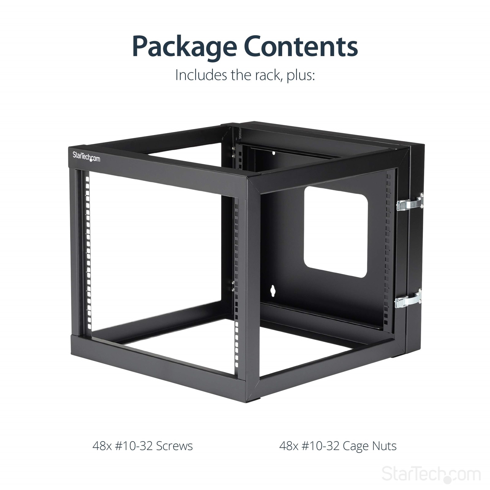 StarTech 8U 22in Depth Hinged Open Frame Wall Mount Server Rack