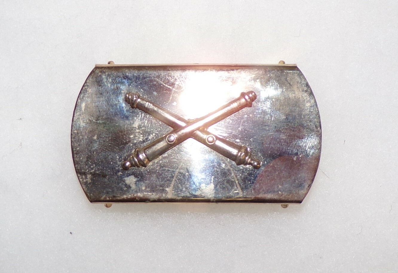 Vintage Brass Gold Plate 1 1/4" Belt Buckle - US Army Artillery Branch (US mfg)