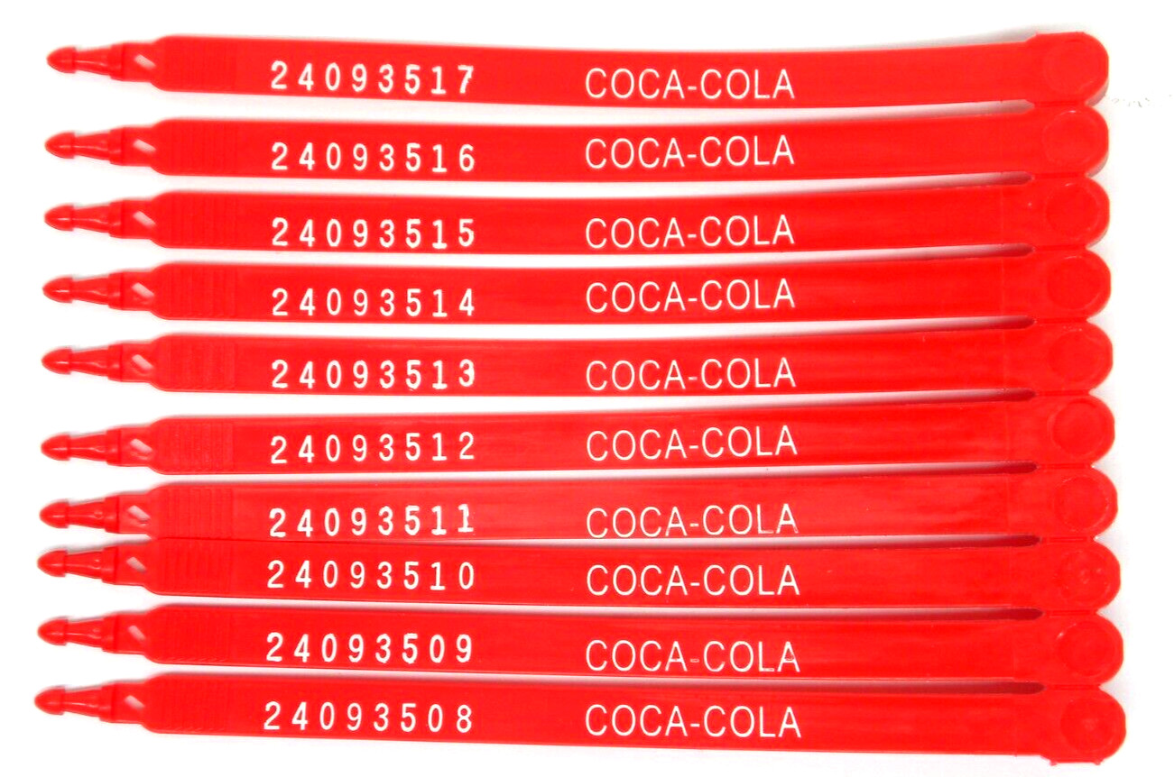 (10) NEW PLASTIC TRUCK SEALS COCA-COLA COCA COLA COKE COLLECTIBLE ADVERTISING HR