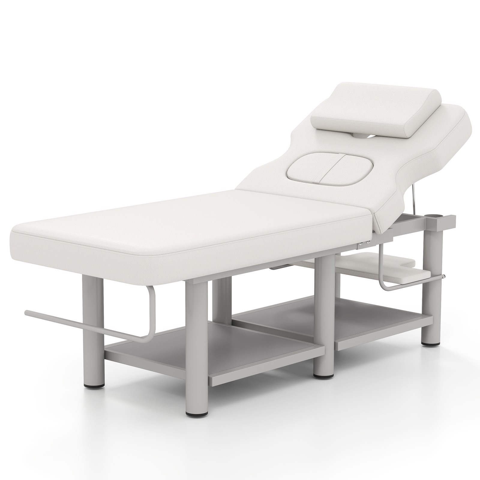 Gray Adjustable Massage Table Facial Bed Spa Beauty with Open-Chest, Headrest