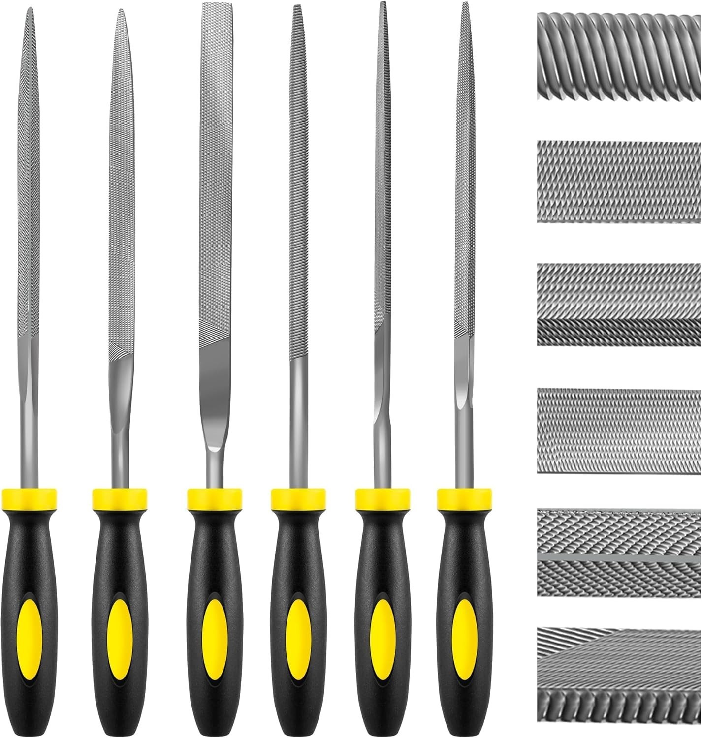 6 Piece Metal Needle File Set - 4-Inch,Carbon Steel Files for Metal, Wood & Jewe