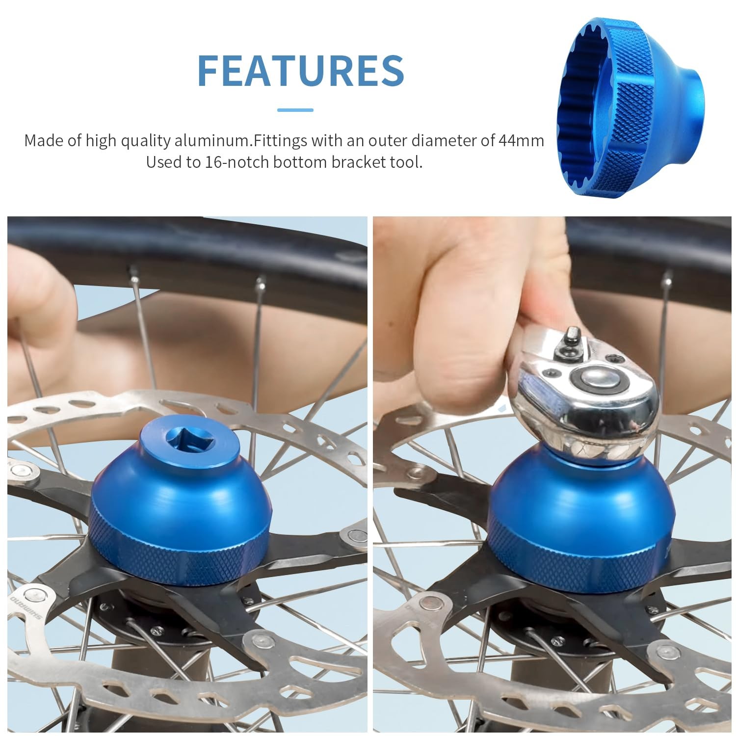 16-Notch Bottom Bracket Tool - Blue(Bottom Bracket Compatible with BBT-69.2)