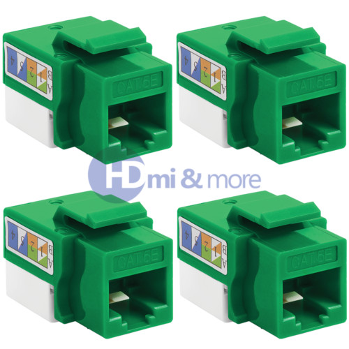 Keystone Jack Cat5e Green Network Ethernet 110 Punchdown 8P8C Internet- LOT of 4