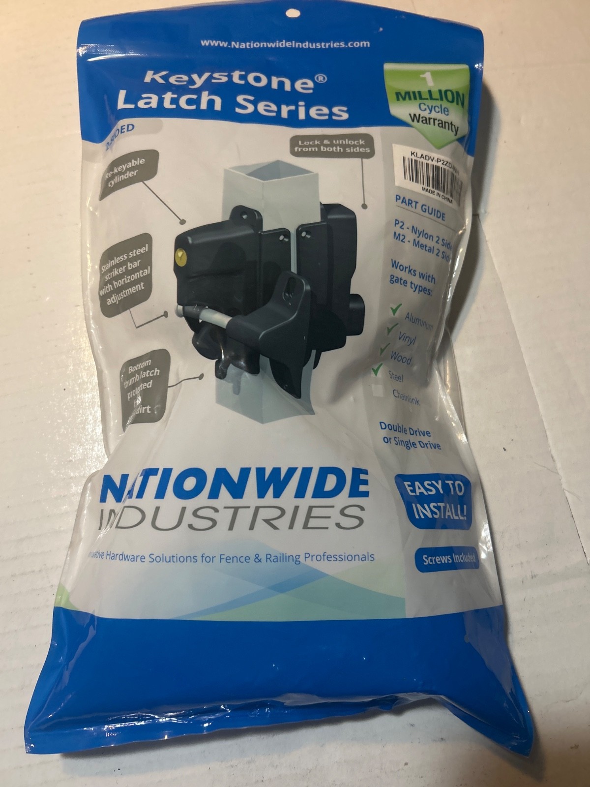 Keystone Gate Latch 2 Sided New nationwide industries white