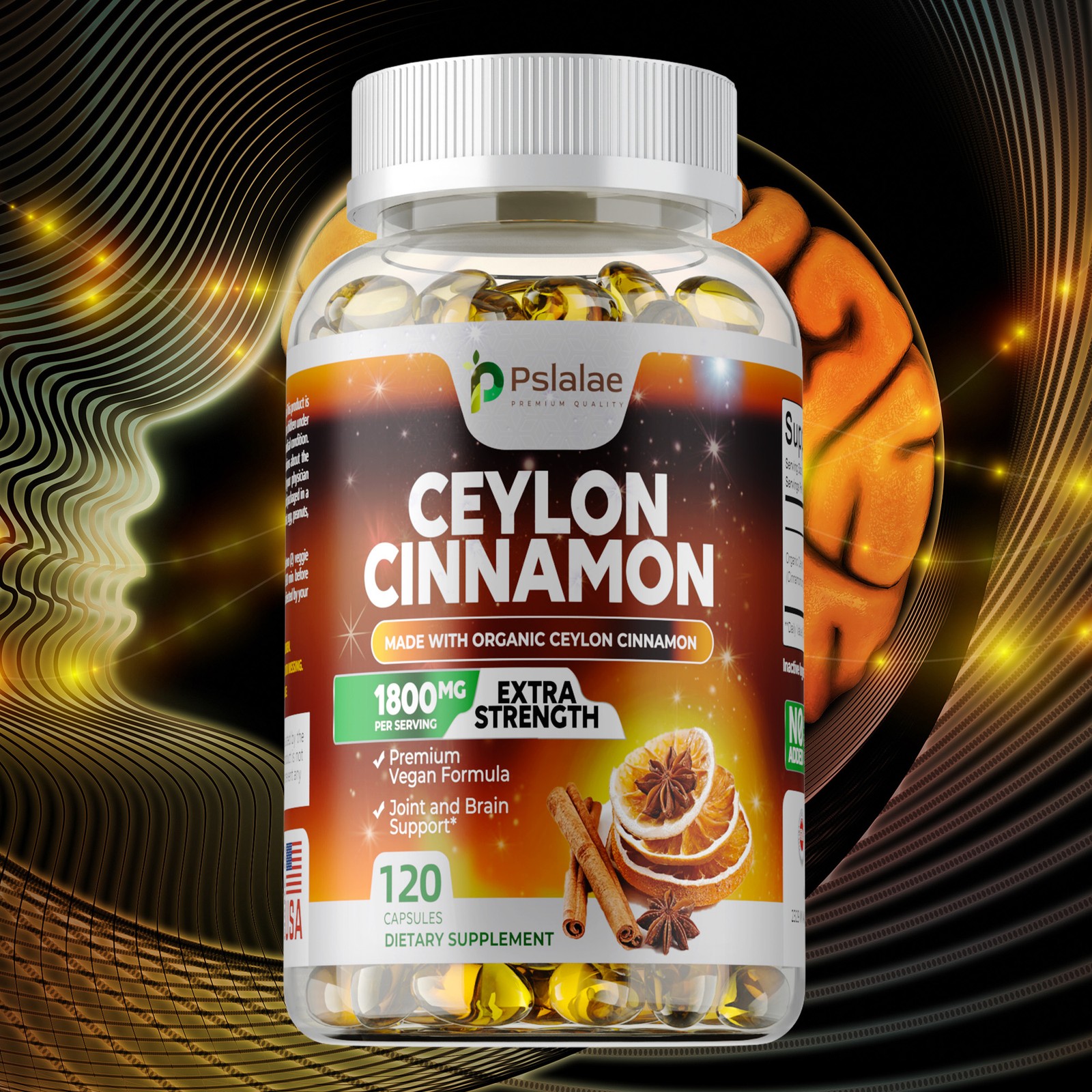 Ceylon Cinnamon 1800mg -Highest Potency Blood Sugar Support,Joint & Brain Health