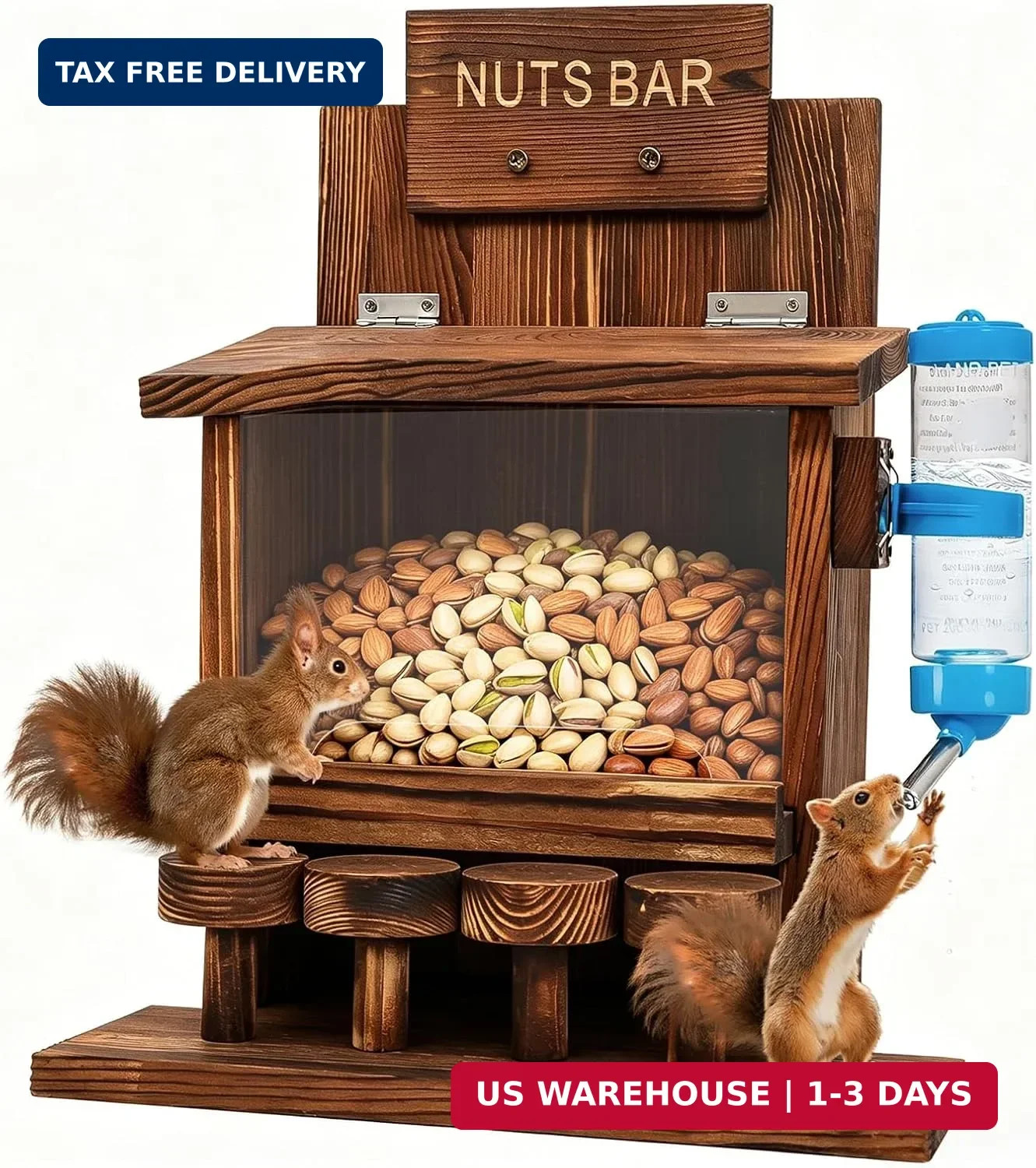 Squirrel Feeders for Outside Tree Wooden Squirrel Picnic Table Feeder for Corn P