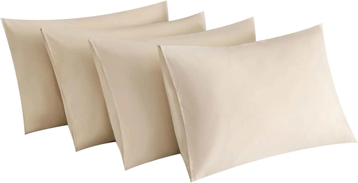 Beige Pillow Cases Standard Size Set of 4, Envelope Design | Super Soft,20X26 In