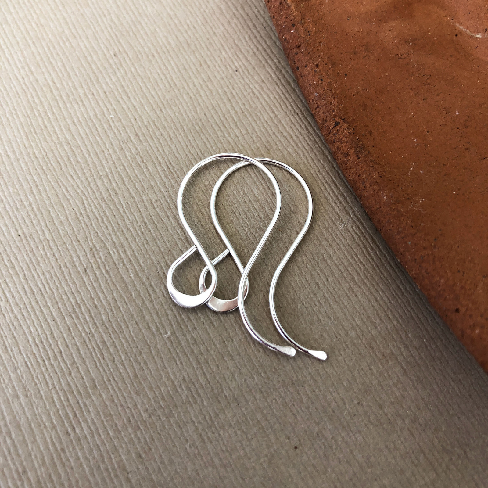 Teardrop Earring Hooks - Hammered Ear Wires - Sterling Silver Earring Hooks