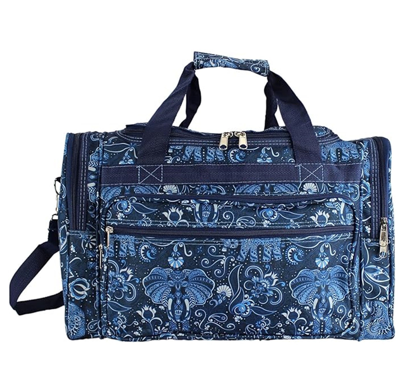 World Traveler 19 inch Duffel Bag - Paisley Elephant Navy Blue 19"