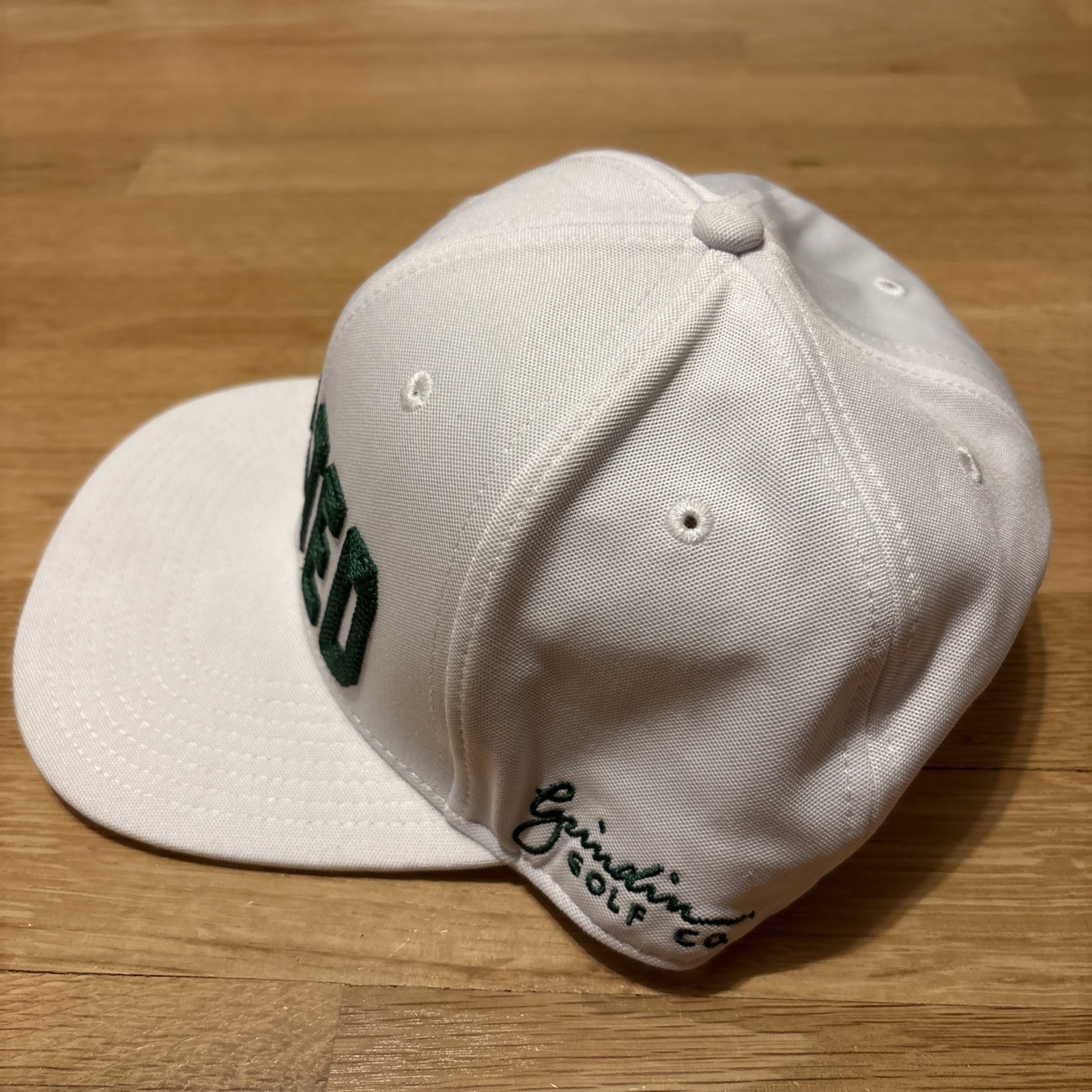 Grindin Golf Co WASTED Desert Open Hat SnapBack Cap White Green Logo