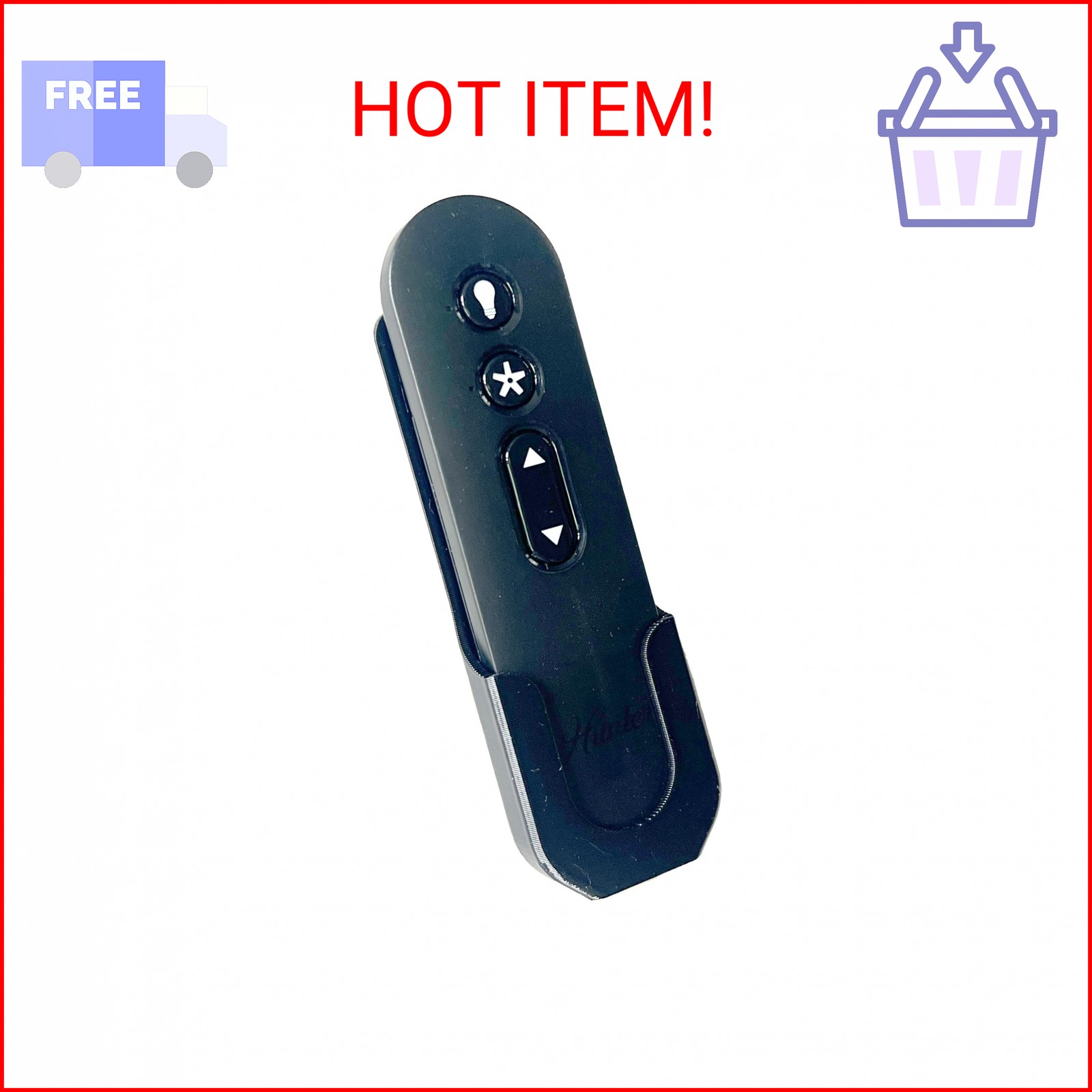 Hunter Ceiling Fan Remote Control Wall Mount Holder, Black, 3D Printed in USA (B