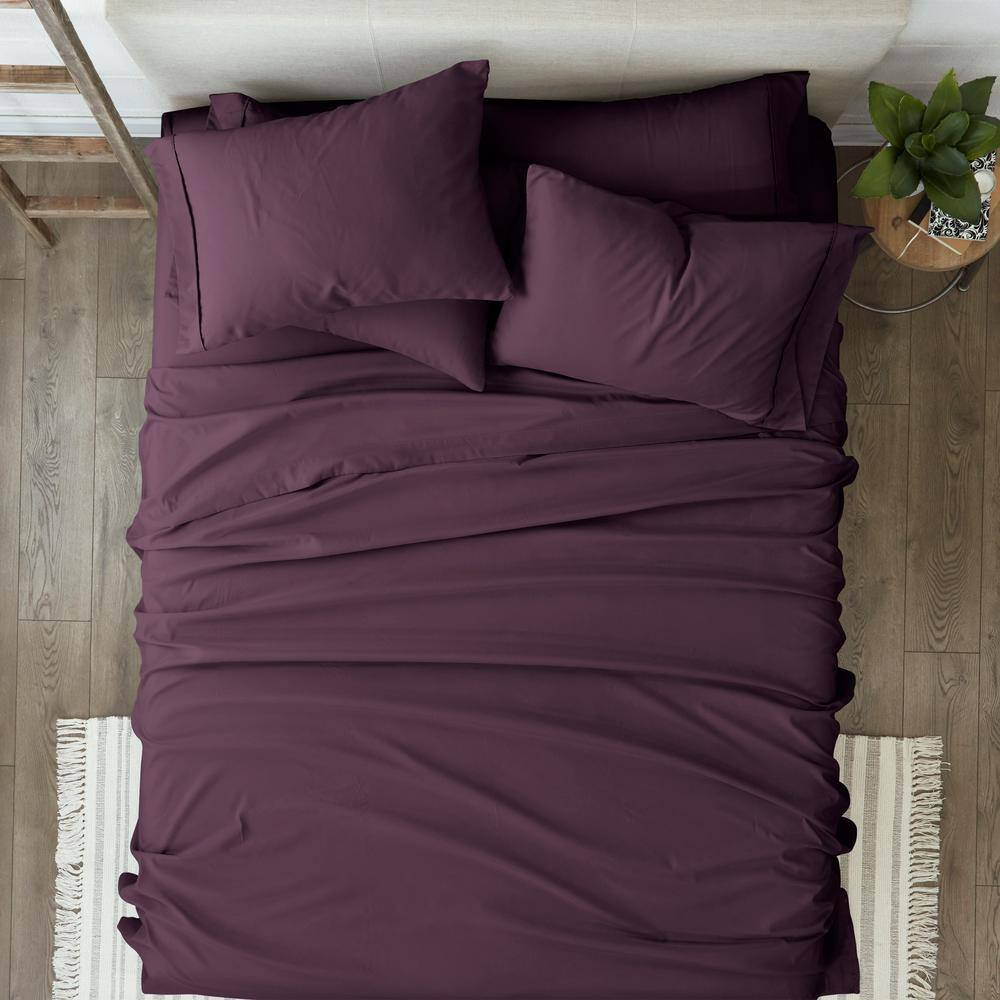 6-Piece Purple Solid Microfiber Twin XL Sheet Set Free Shipping New