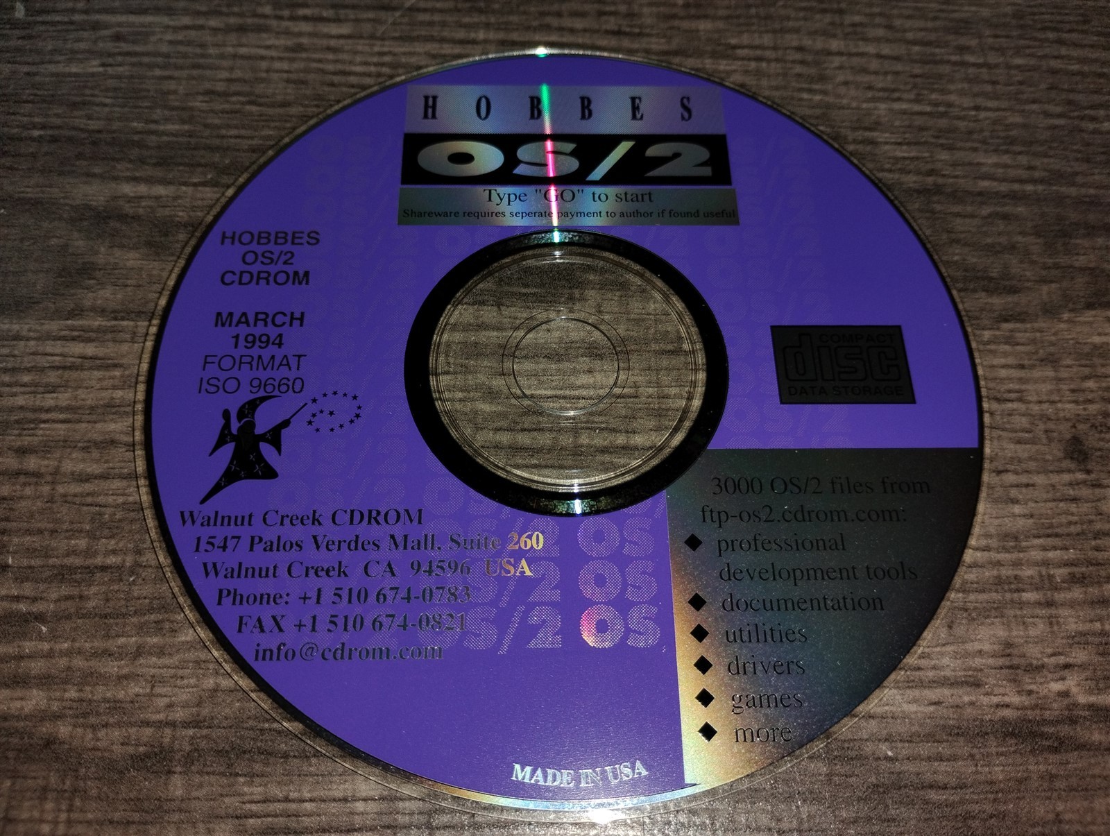 Hobbes OS/2 CDROM March 1994 PC CD-ROM Walnut Creek 3000 Files Utilities Games