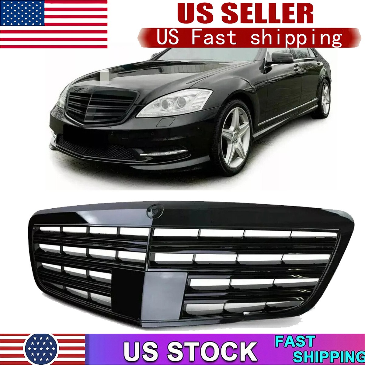 Gloss Black for Mercedes Benz S-Class W221 S550 S600 S63 S65 09-12 Front Grille