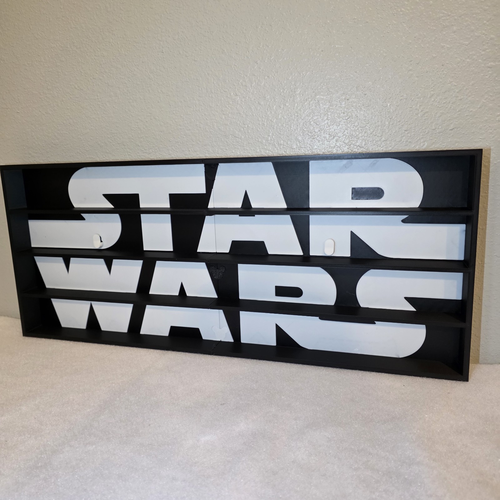 Star Wars Logo Doorables Shelf Wall Display 18x8 Black White Mini Figure Shelf